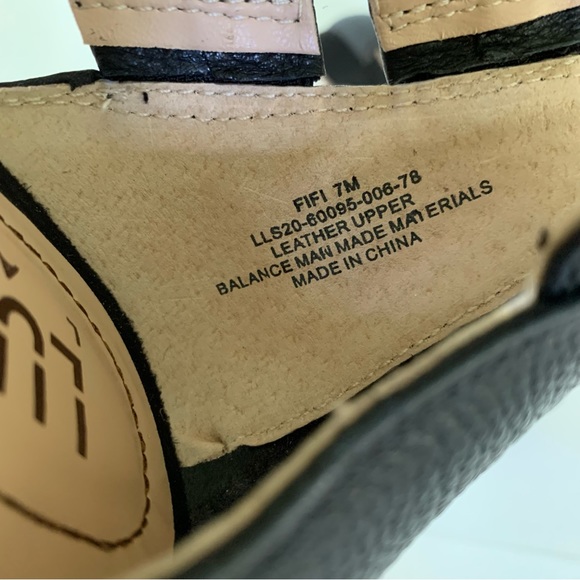 Lucca Lane Fifi Black Leather Strappy Wedge Sandals Size US 7 M - Picture 7 of 9